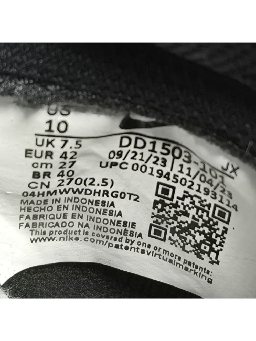 Nike Dunk Low Retro Women's Black White Panda Sneakers DD1503-101 US Size 10 - Picture 8 of 8